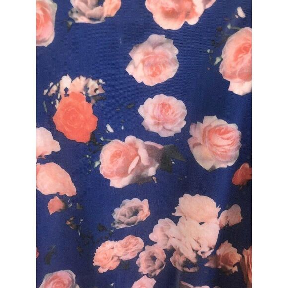 Poema Floral Mesh Scoop Neck Rolled Short Sleeve Blouse Medium - Picture 7 of 8